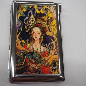 Sharp Art Nouveau Cigarette Case W/Built In Butane Lighter
